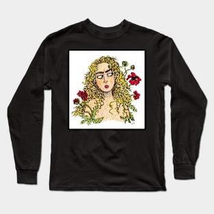 Girl with Poppies Long Sleeve T-Shirt